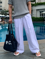 Cool Pin Tuck Linen Wide Pants