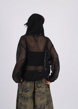 PUNCHING KNIT HOOD ZIP-UP