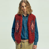 chimayo pattern brushed knit vest brick