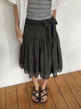 Maruo Chiffon Ruffle Strap Midi Skirt