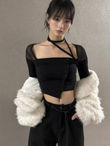 Mesh see-through string t-shirt