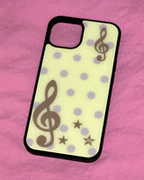[made] Dot treble clef yellow phone case (glass bumper)