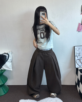 TWO PINTUCK WODE SLACKS LONG PANTS 🩶🖤🤎3COLOLR