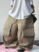 HIGH QUALITY 💛 KOREAN / STRING 🩶 FRONT CARGO PARACHUTE RIVET COTTON LONG PANTS 💛🩶🖤💚 - 4 COLORS