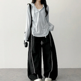 レオストラップバンディングワイドパンツ