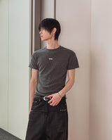 26SS★ [PLAN MADE] バーベル マッスルフィット リブ ハーフ Tシャツ