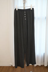 カラー ストライプ バンディングパンツ(Black)