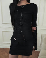 Jelly Button Asymmetric Ruched Top
