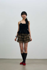 LEOPARD CANCAN MINI SKIRT PANTS / BROWN