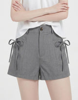 Ribbon Linen Summer Shorts Grey