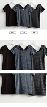 スパンデックスストライプダンガラTシャツ