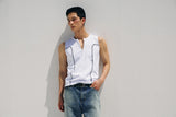 カーブドハーフジップアップスリーブレス(White)