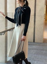 Coco Color Matching Line Tie Knit