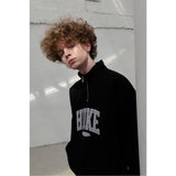 HUKE Logo Navy Half zip-up MTM