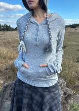 WOOL BUTTON HOOD TEE
