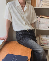 ロビン ヘアリー カラー ショートスリーブ カーディガン