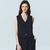 TAILORED STRIPE SINGLE VEST_NAVY