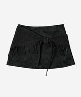 フリンジラップレザースカート #BLACK