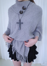 Yui button knit cape (3color)