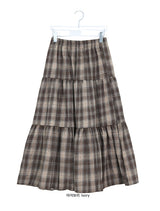 Lumie Check Tiered Banding Long Skirt