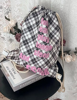 Plaid Backpack Bag [Pink]