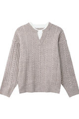 Layered Look Cable Knit Sweater