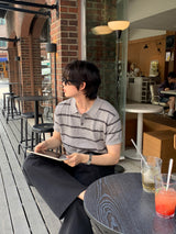 LMNネッド3ボタンバックルユニタラショートスリーブニット(6 colors)