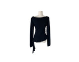 Mulder Off-Shoulder Unbalanced Shirring Frill Knit