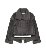 Detachable Fur Shearling Jacket / Charcoal