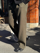 City wool one tuck wide pants