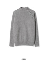 ヴィンセント モックネック ボタン ニット