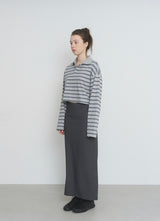 Row Stripe Crop Tee [gray]