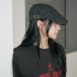 ステッチストライプ ハンチングキャップ (Black Denim)
