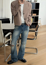 Knife boots cut denim pants