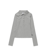 クロスボタンカラーストライプロングスリーブ_グレー