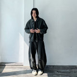 Texture Curved Harrington Jacket