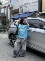 53 オフショルダー オーバーサイズフィット カラー 短袖 Tシャツ