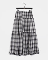 Cawi Frill Check Tiered Long Skirt