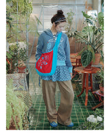 UnsocialNight original literary retro versatile casual illustration printed one-shoulder cross-body bag for women