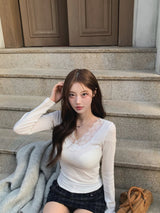 Cream donuts long sleeve, White