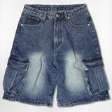 Basic Washing Bermuda Cargo Denim Pants - 3COLOR