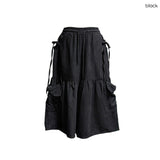 (2color) リボン シャーリング ポケット スエード バミューダ パンツ