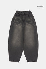 キングストンハーフバンディングバルーンデニムパンツ