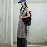 キャップバストシャーリングドレス gray