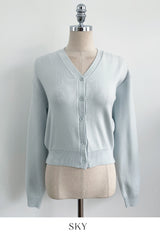 Lensi V-neck basic knit cardigan