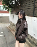 [ autumn basic ] fits snap & buckle over leather jacket