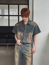 Summer Cool Oil Washed Western Denim Shirt