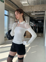 カラーシースルーストライプロングスリーブTシャツ