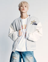 24FW ピクセルベアアートワークバーシティジャケット ブラック