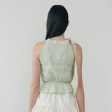 Ribbon Halterneck Blouse - SOFT GREEN